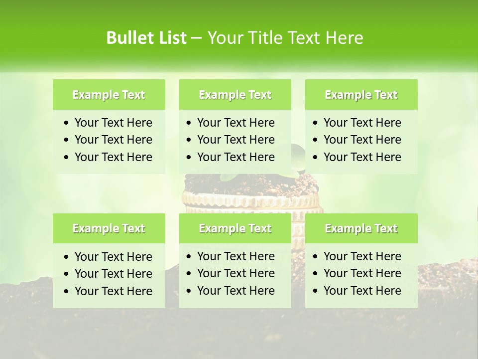 A Pile Of Coins With A Plant Growing Out Of It PowerPoint Template