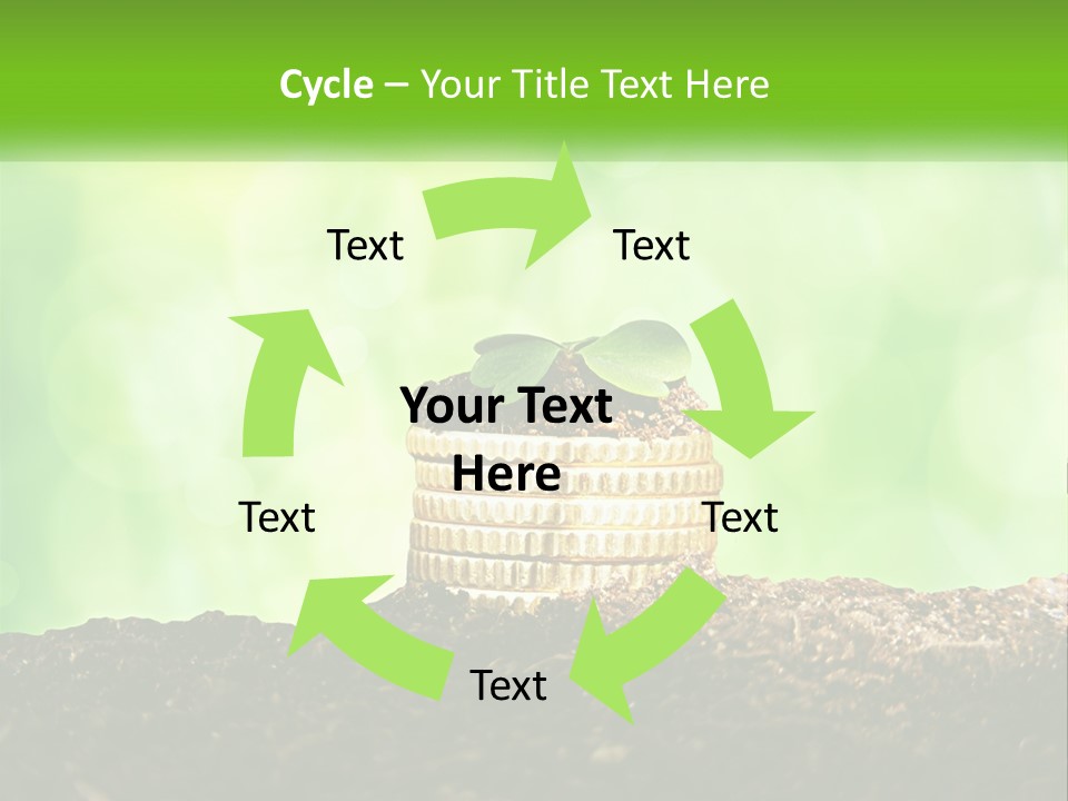 A Pile Of Coins With A Plant Growing Out Of It PowerPoint Template