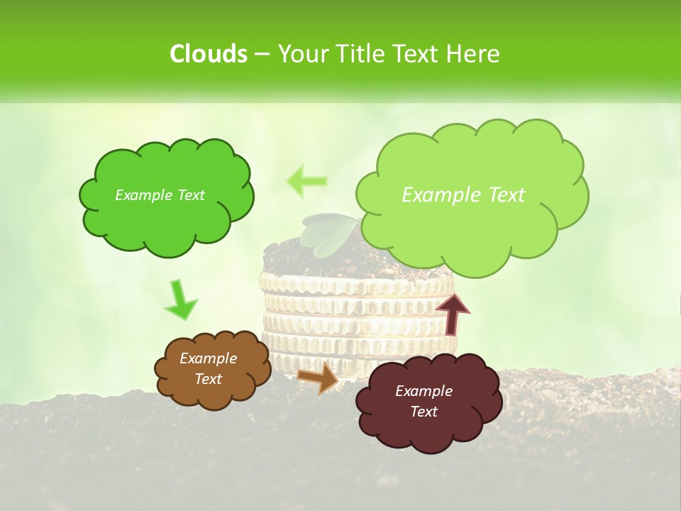 A Pile Of Coins With A Plant Growing Out Of It PowerPoint Template