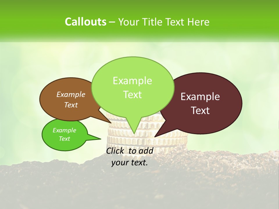 A Pile Of Coins With A Plant Growing Out Of It PowerPoint Template
