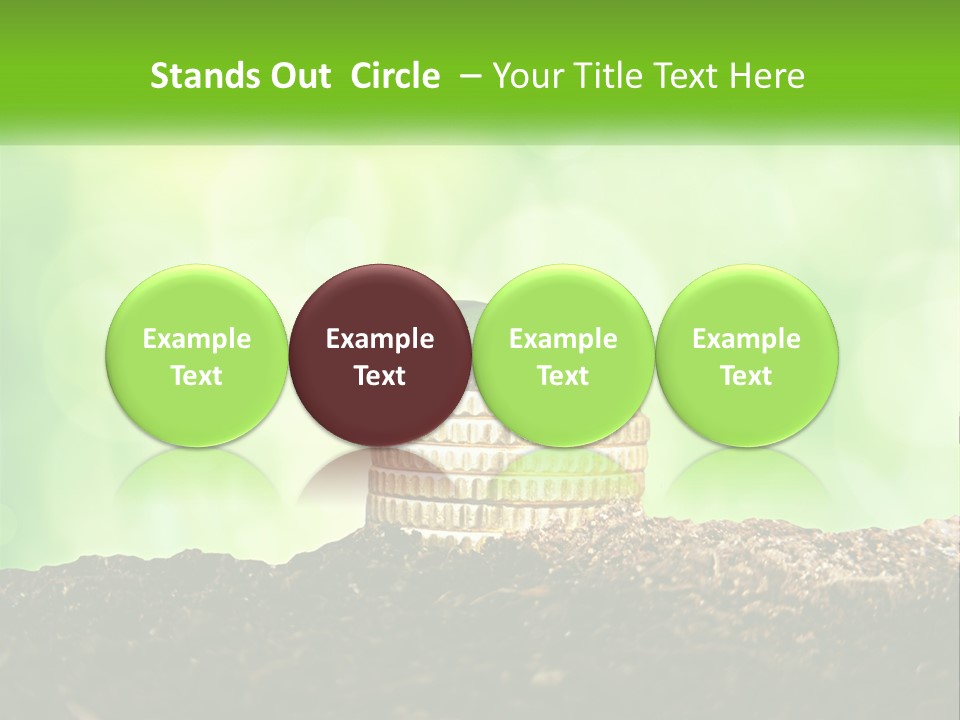 A Pile Of Coins With A Plant Growing Out Of It PowerPoint Template