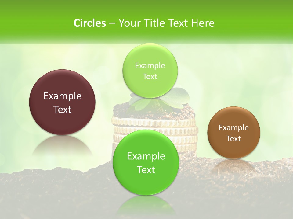 A Pile Of Coins With A Plant Growing Out Of It PowerPoint Template