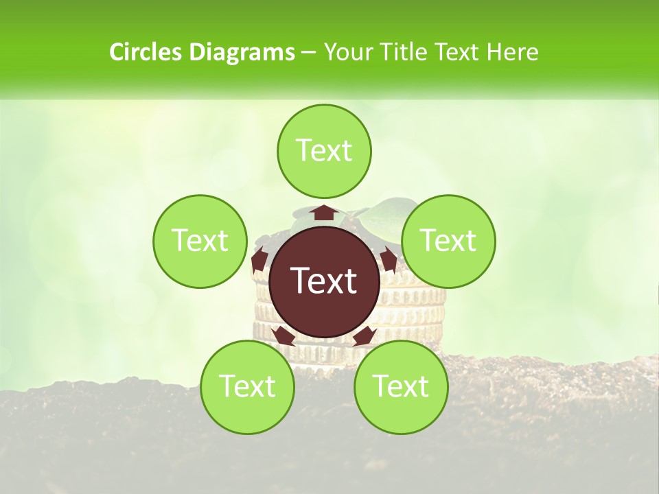 A Pile Of Coins With A Plant Growing Out Of It PowerPoint Template