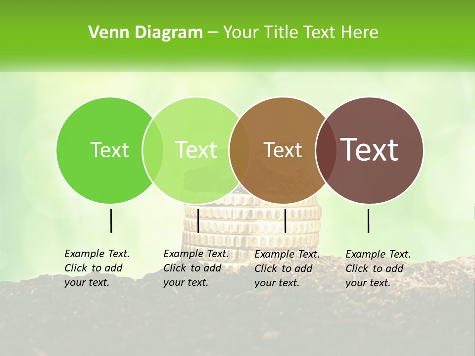 A Pile Of Coins With A Plant Growing Out Of It PowerPoint Template