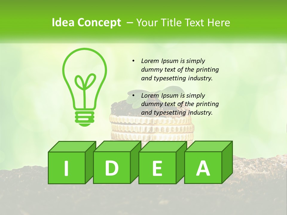 A Pile Of Coins With A Plant Growing Out Of It PowerPoint Template