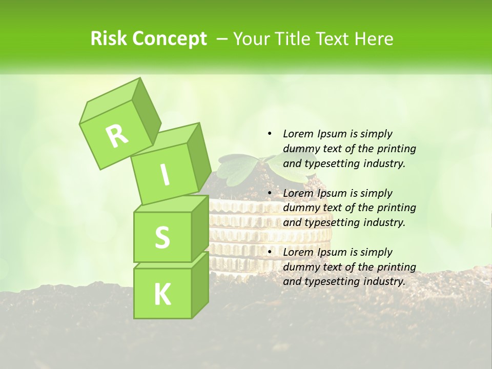 A Pile Of Coins With A Plant Growing Out Of It PowerPoint Template