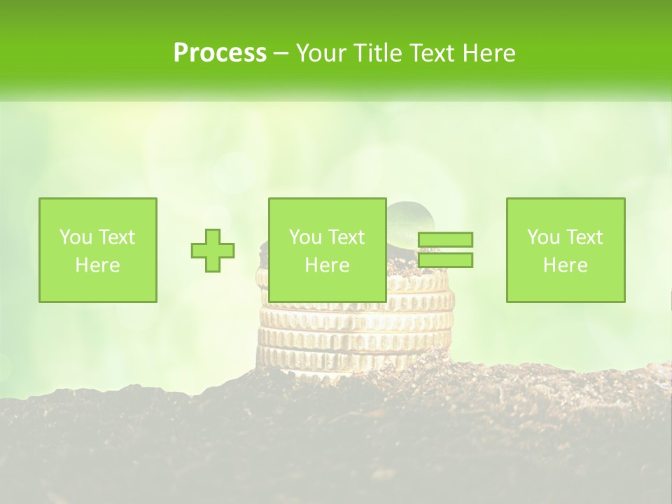A Pile Of Coins With A Plant Growing Out Of It PowerPoint Template