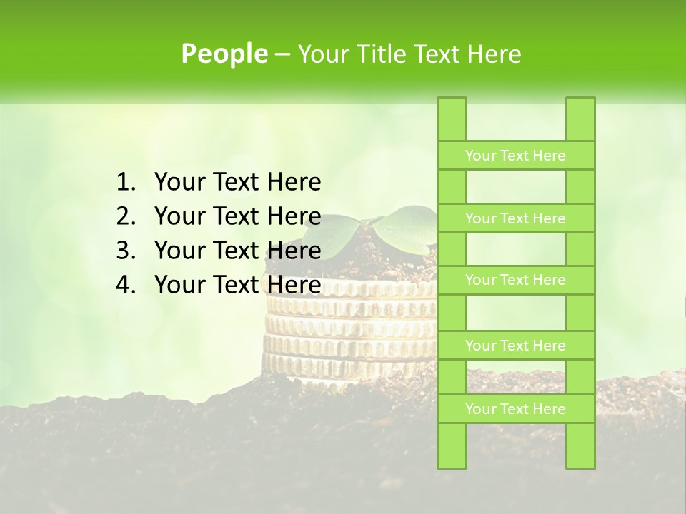 A Pile Of Coins With A Plant Growing Out Of It PowerPoint Template
