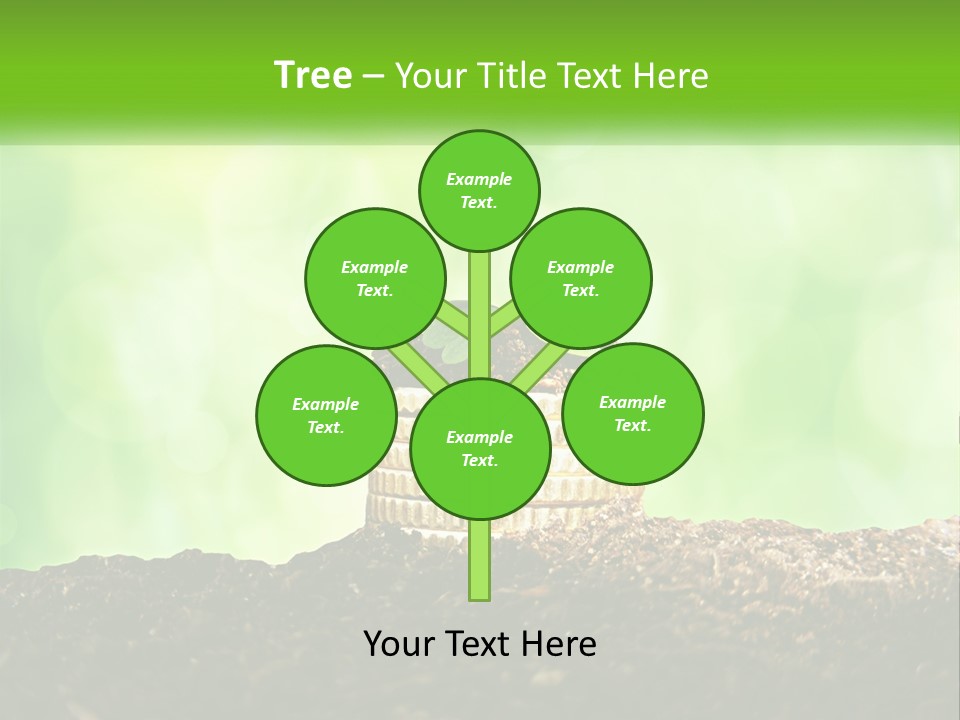 A Pile Of Coins With A Plant Growing Out Of It PowerPoint Template