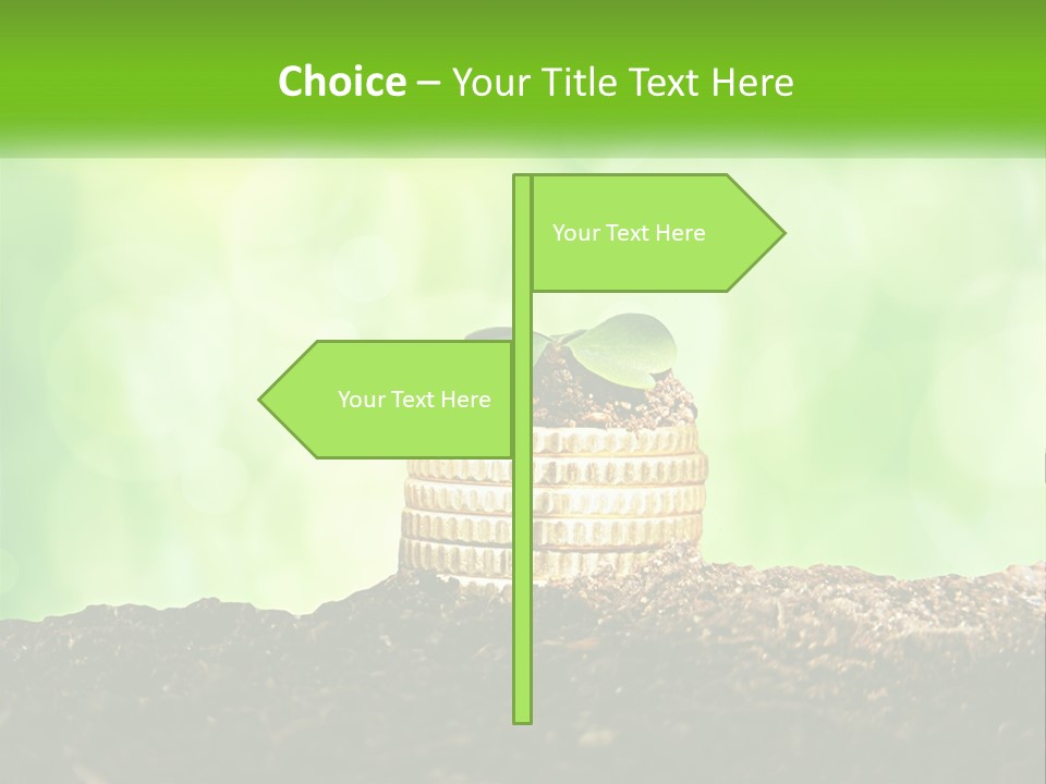 A Pile Of Coins With A Plant Growing Out Of It PowerPoint Template