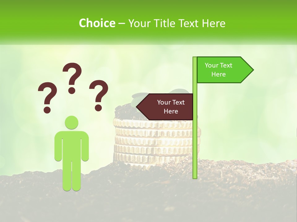 A Pile Of Coins With A Plant Growing Out Of It PowerPoint Template
