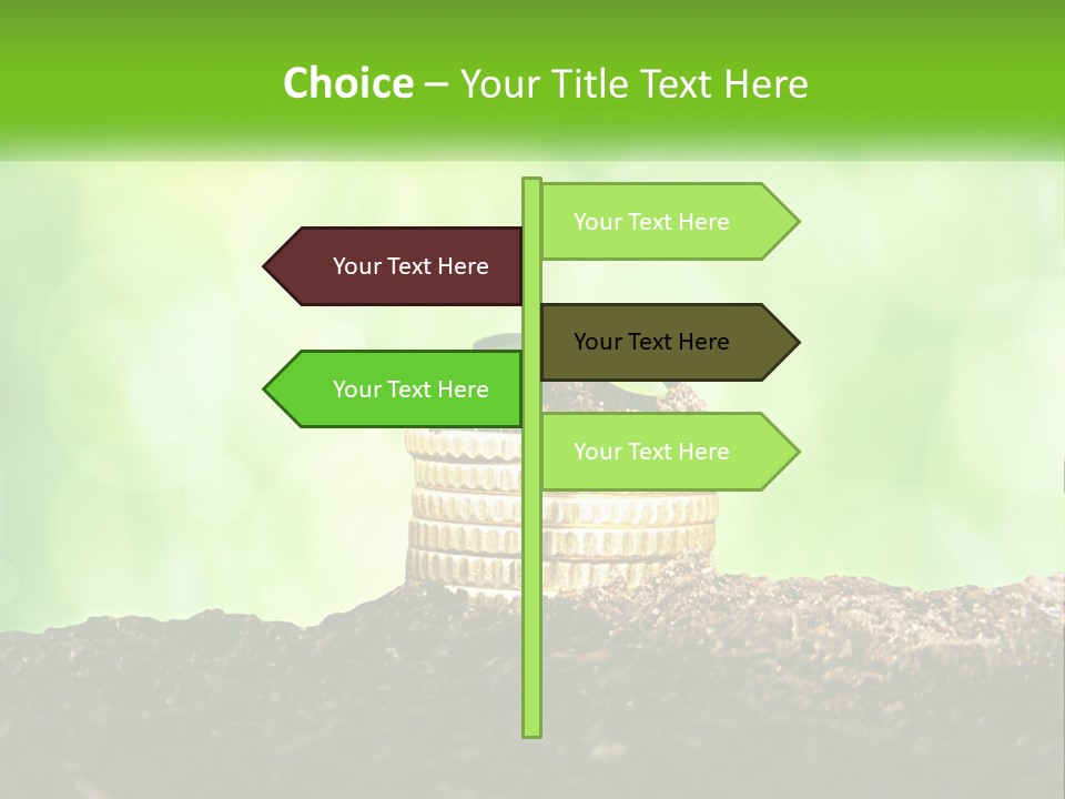 A Pile Of Coins With A Plant Growing Out Of It PowerPoint Template
