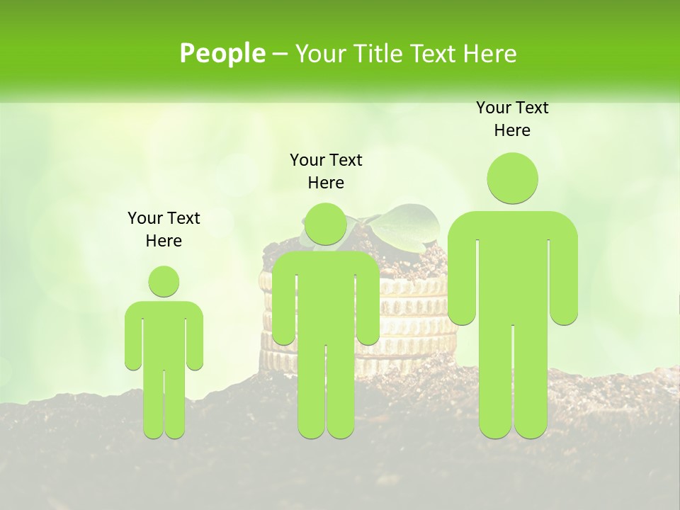 A Pile Of Coins With A Plant Growing Out Of It PowerPoint Template