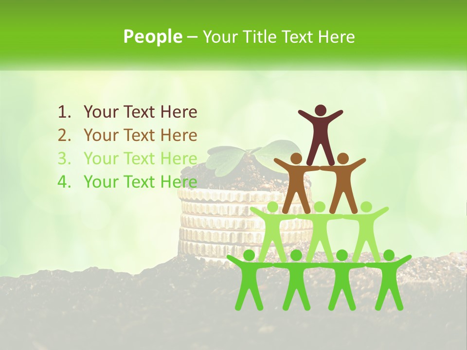 A Pile Of Coins With A Plant Growing Out Of It PowerPoint Template