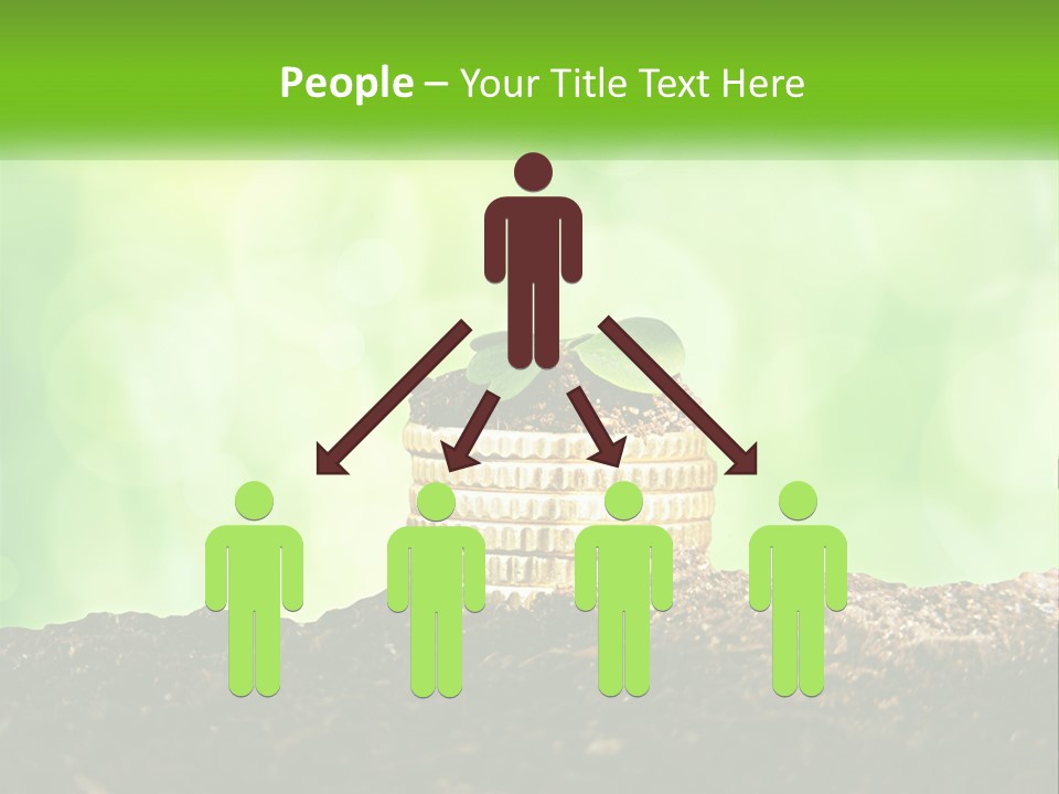 A Pile Of Coins With A Plant Growing Out Of It PowerPoint Template