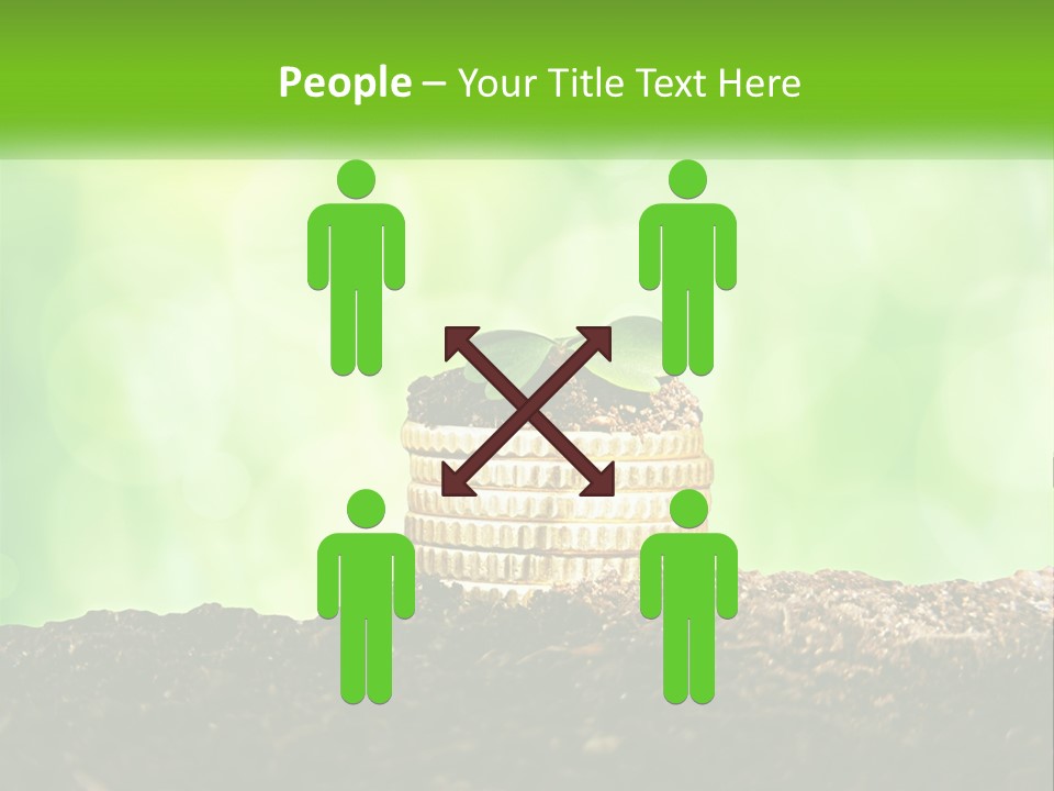 A Pile Of Coins With A Plant Growing Out Of It PowerPoint Template