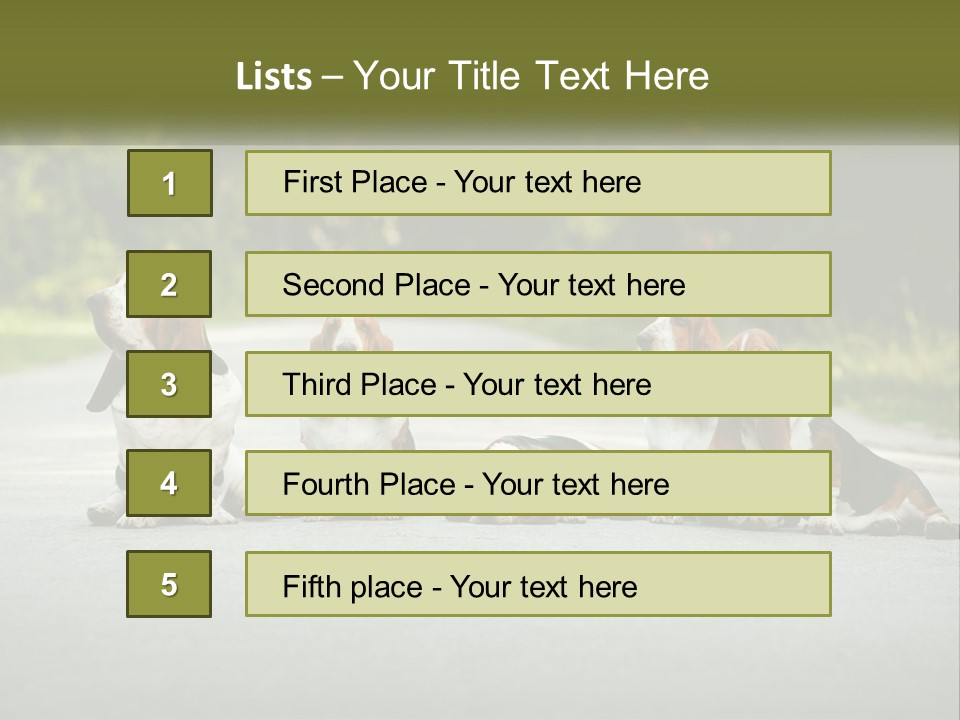 A Group Of Dogs Sitting On The Side Of A Road PowerPoint Template