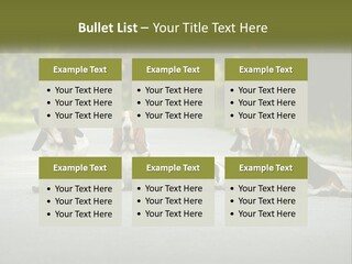 A Group Of Dogs Sitting On The Side Of A Road PowerPoint Template