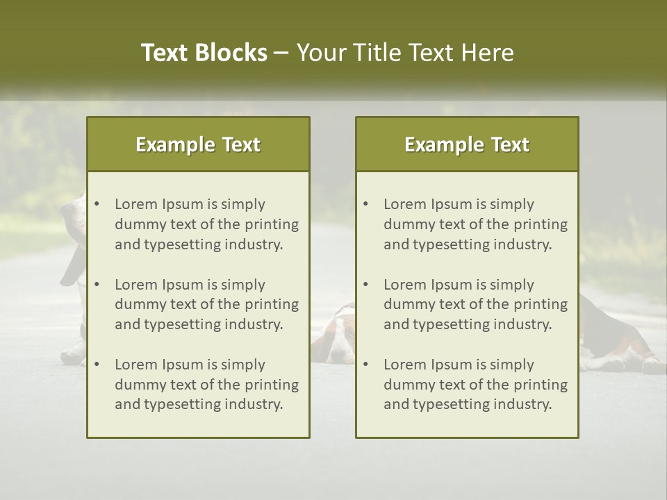 A Group Of Dogs Sitting On The Side Of A Road PowerPoint Template