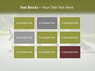 A Group Of Dogs Sitting On The Side Of A Road PowerPoint Template