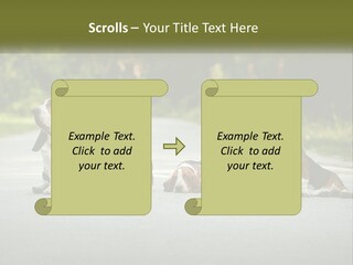 A Group Of Dogs Sitting On The Side Of A Road PowerPoint Template