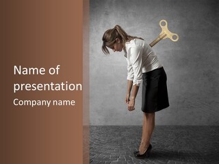 A Woman Holding A Giant Wrench Over Her Head PowerPoint Template