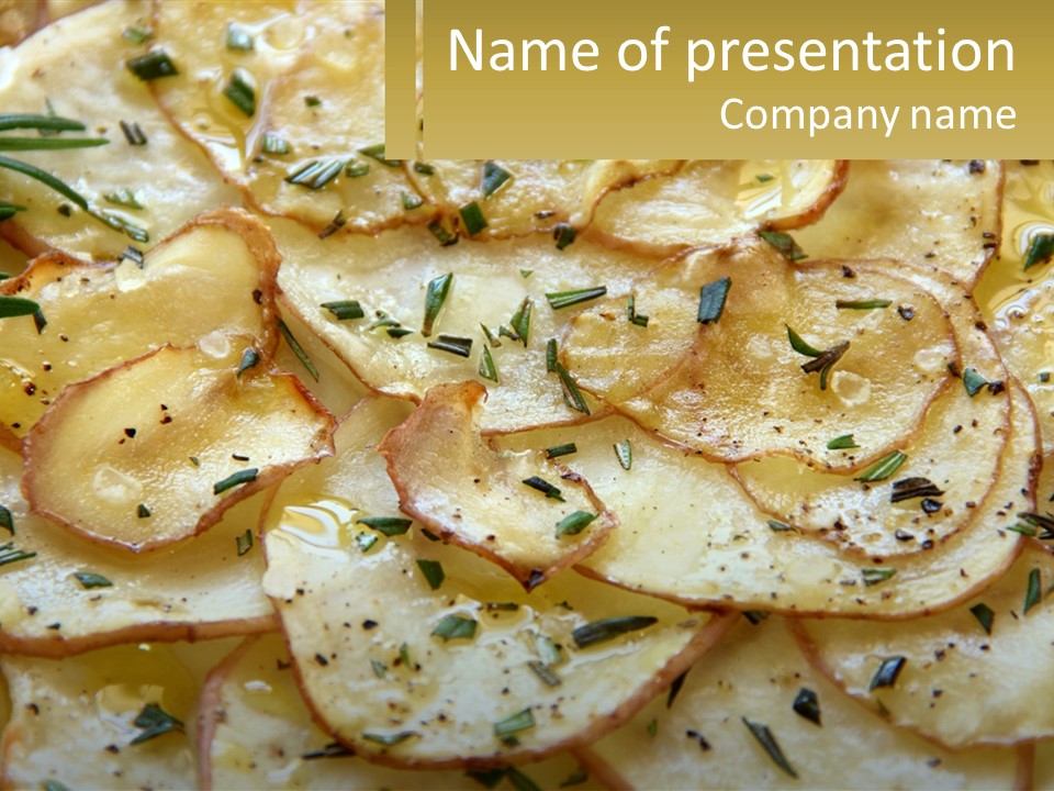 A Close Up Of A Plate Of Food With Potatoes PowerPoint Template