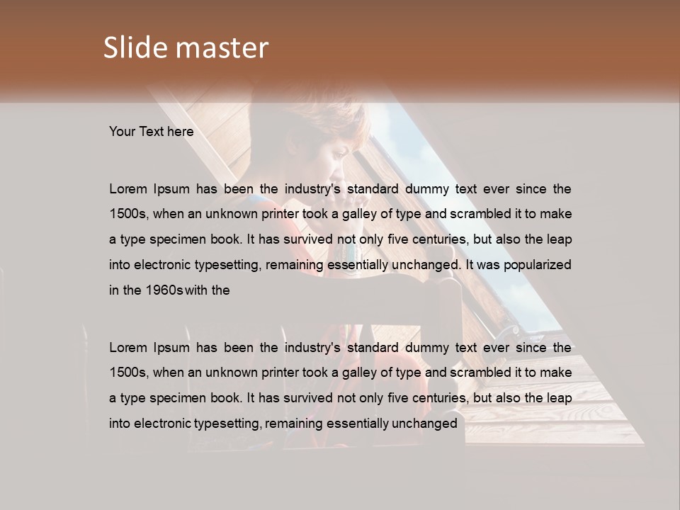 A Woman Sitting On A Bed Looking Out Of A Window PowerPoint Template