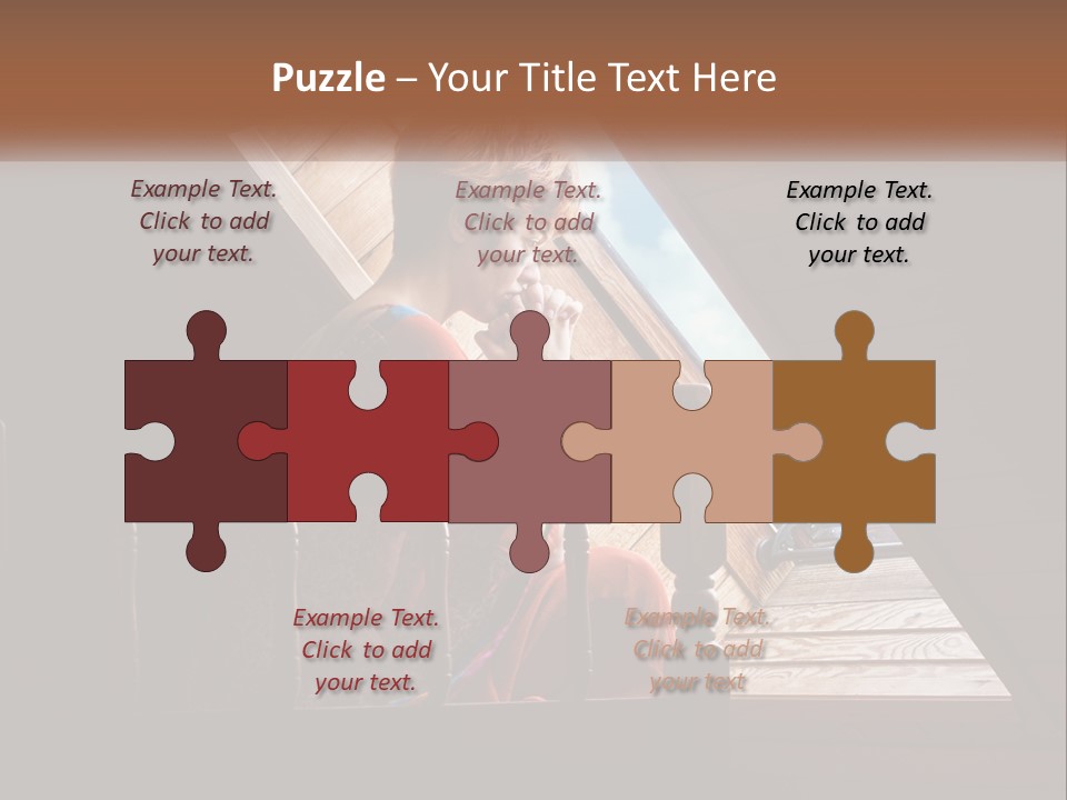 A Woman Sitting On A Bed Looking Out Of A Window PowerPoint Template