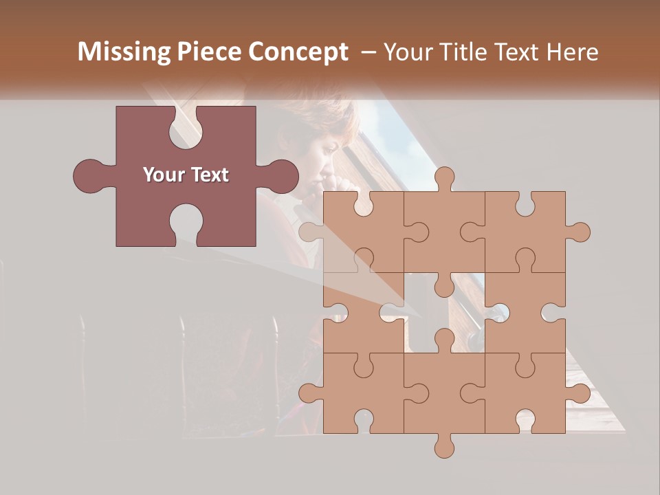 A Woman Sitting On A Bed Looking Out Of A Window PowerPoint Template