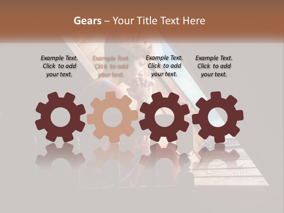 A Woman Sitting On A Bed Looking Out Of A Window PowerPoint Template