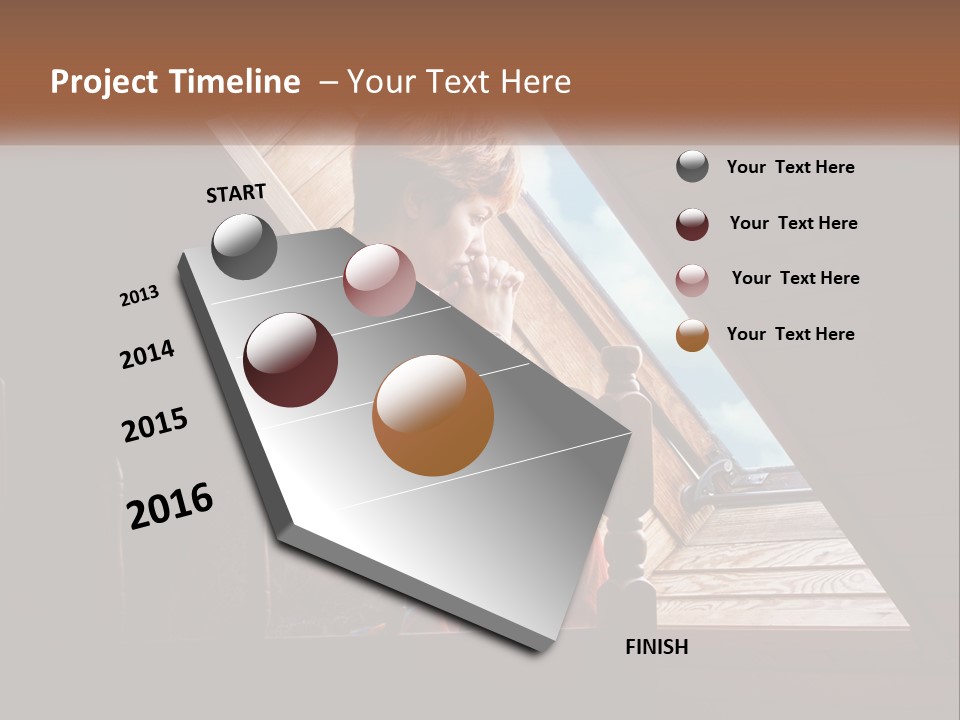 A Woman Sitting On A Bed Looking Out Of A Window PowerPoint Template