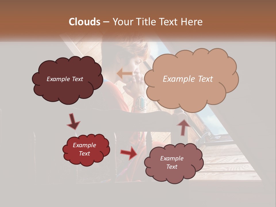 A Woman Sitting On A Bed Looking Out Of A Window PowerPoint Template