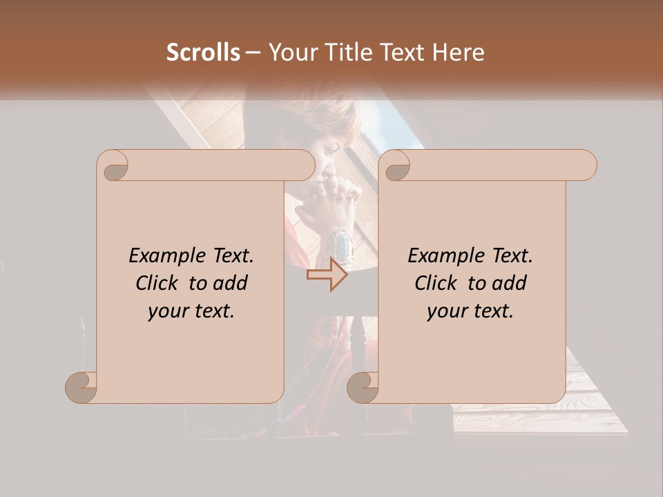 A Woman Sitting On A Bed Looking Out Of A Window PowerPoint Template