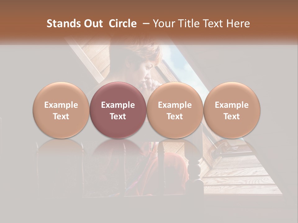 A Woman Sitting On A Bed Looking Out Of A Window PowerPoint Template