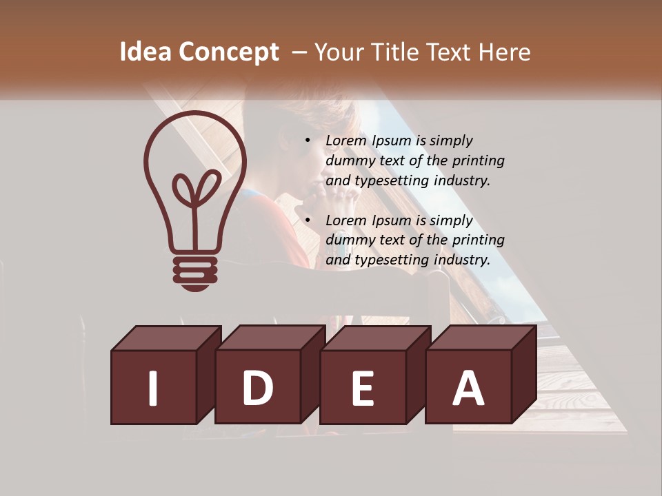 A Woman Sitting On A Bed Looking Out Of A Window PowerPoint Template