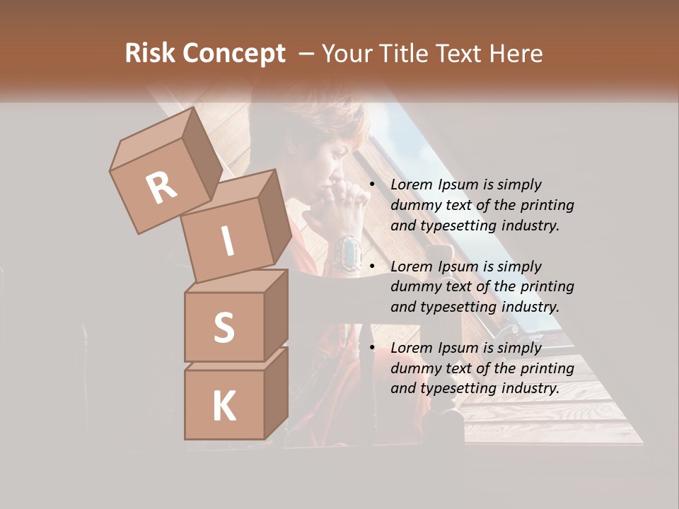 A Woman Sitting On A Bed Looking Out Of A Window PowerPoint Template