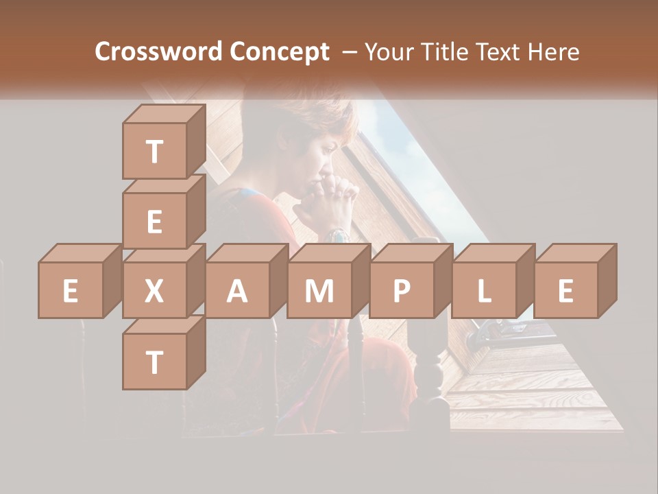 A Woman Sitting On A Bed Looking Out Of A Window PowerPoint Template