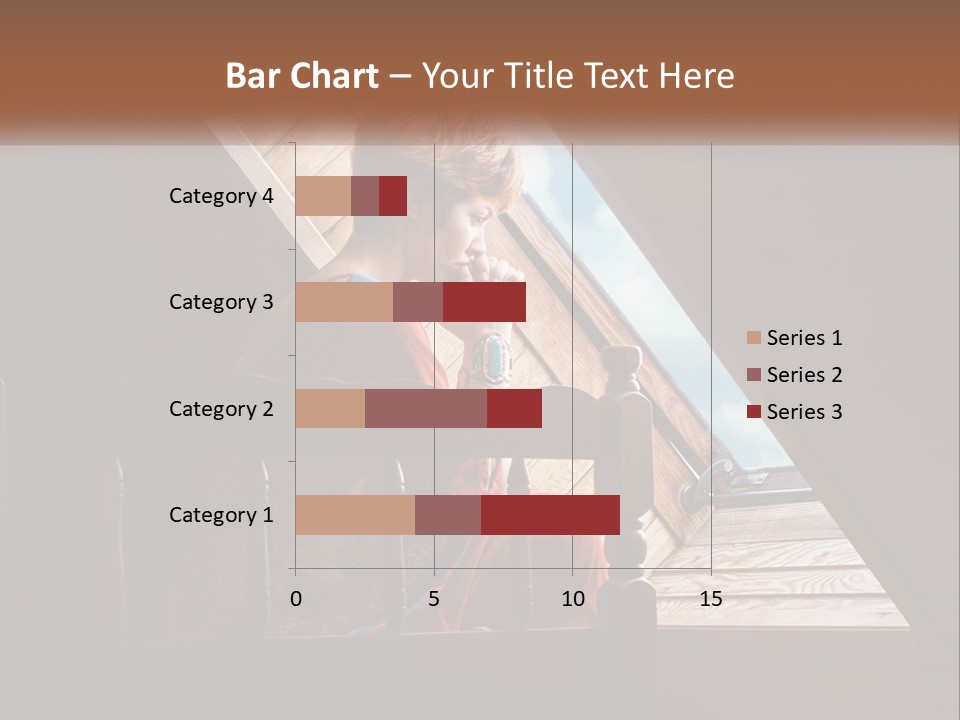 A Woman Sitting On A Bed Looking Out Of A Window PowerPoint Template