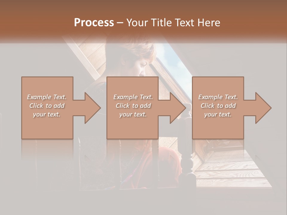 A Woman Sitting On A Bed Looking Out Of A Window PowerPoint Template