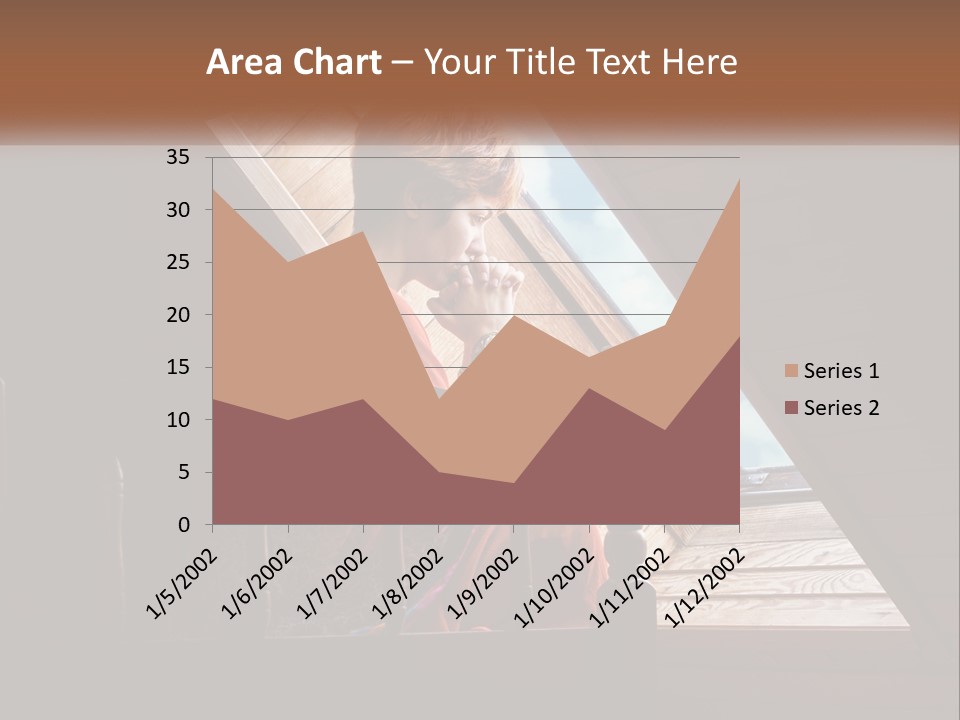 A Woman Sitting On A Bed Looking Out Of A Window PowerPoint Template