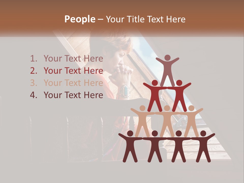 A Woman Sitting On A Bed Looking Out Of A Window PowerPoint Template