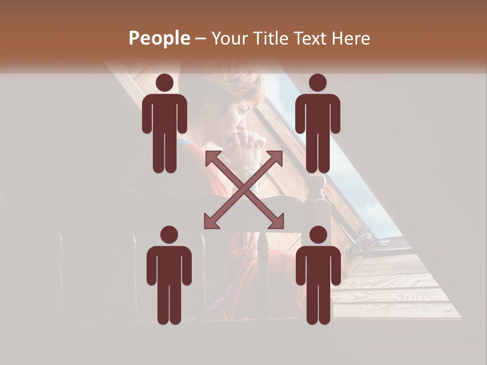 A Woman Sitting On A Bed Looking Out Of A Window PowerPoint Template