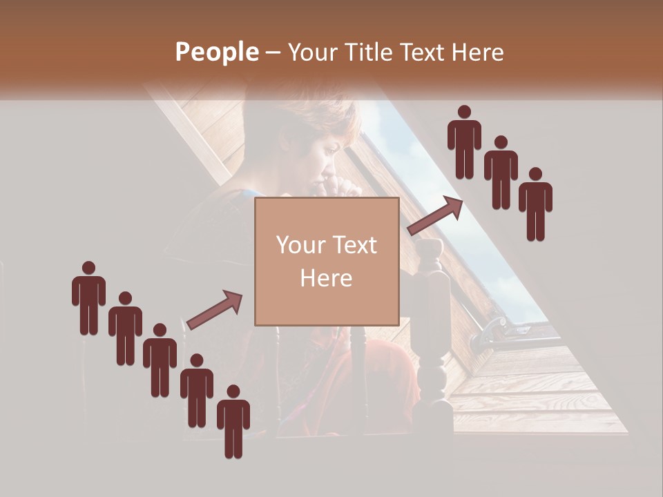 A Woman Sitting On A Bed Looking Out Of A Window PowerPoint Template