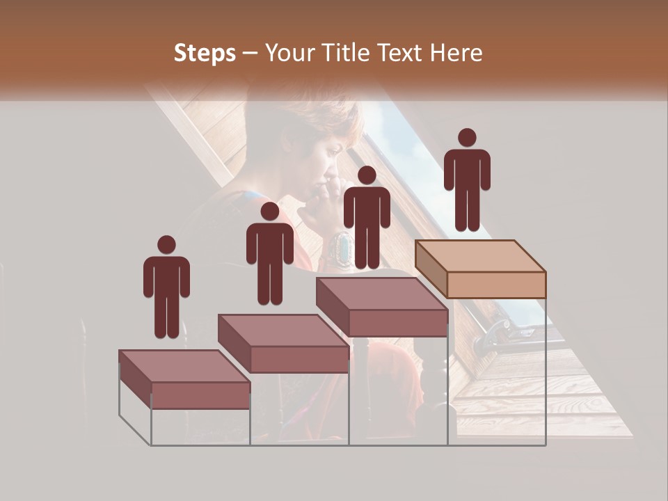 A Woman Sitting On A Bed Looking Out Of A Window PowerPoint Template