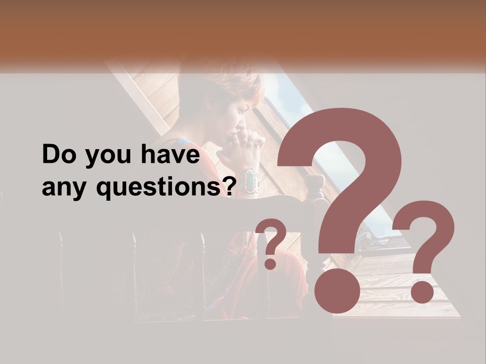 A Woman Sitting On A Bed Looking Out Of A Window PowerPoint Template