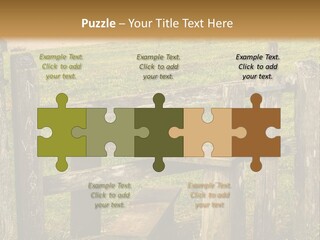 A Wooden Bench Sitting On Top Of A Lush Green Field PowerPoint Template