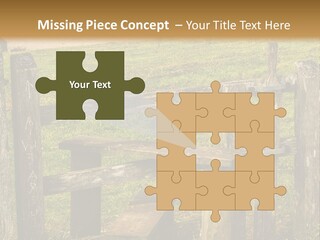 A Wooden Bench Sitting On Top Of A Lush Green Field PowerPoint Template