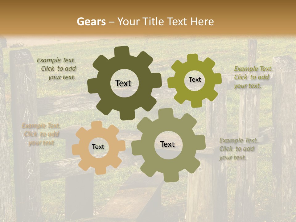 A Wooden Bench Sitting On Top Of A Lush Green Field PowerPoint Template