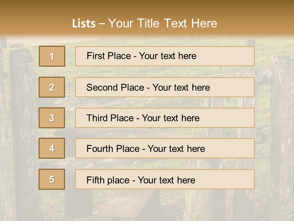 A Wooden Bench Sitting On Top Of A Lush Green Field PowerPoint Template
